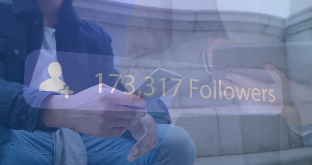 Influencer Checking Follower Count on Smartphone