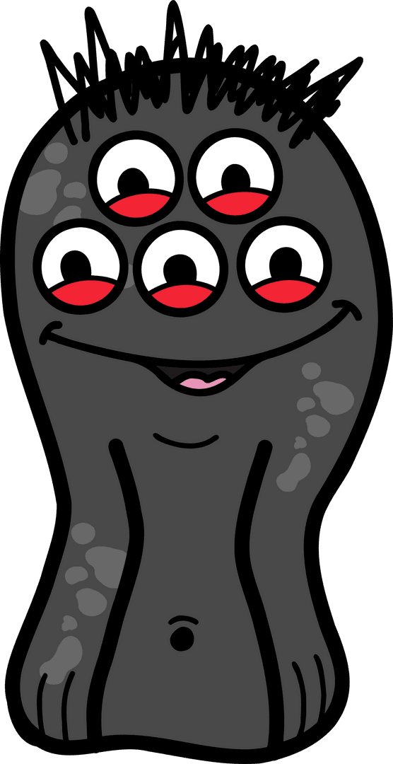 Transparent Digital Monster Illustration with Five Eyes