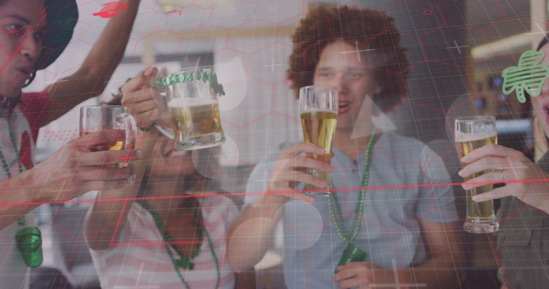 Diverse Group Enjoying Celebratory Drinks at Bar