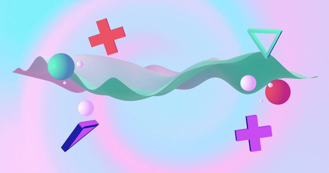 Futuristic Abstract Shapes with Wavy Ribbon