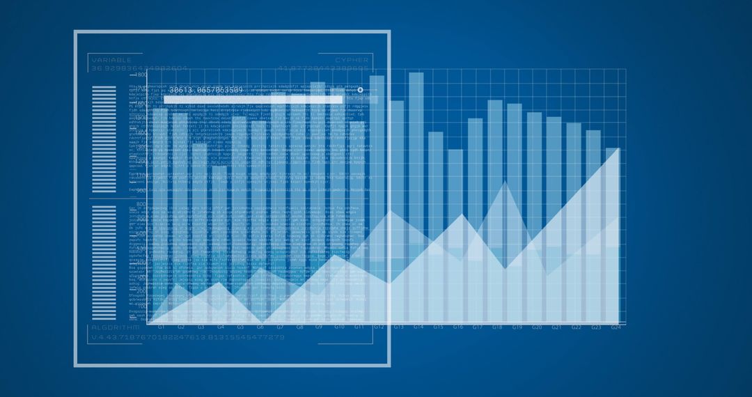 Dynamic Data Visualization with Graphs over Blue Background