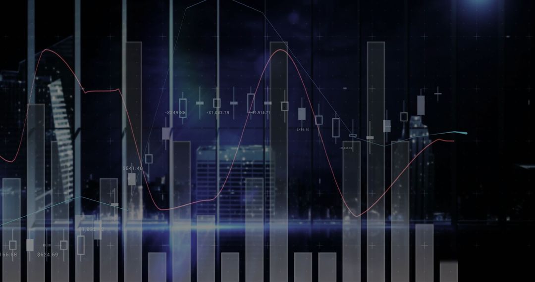 Abstract Financial Data with Dark Urban Background