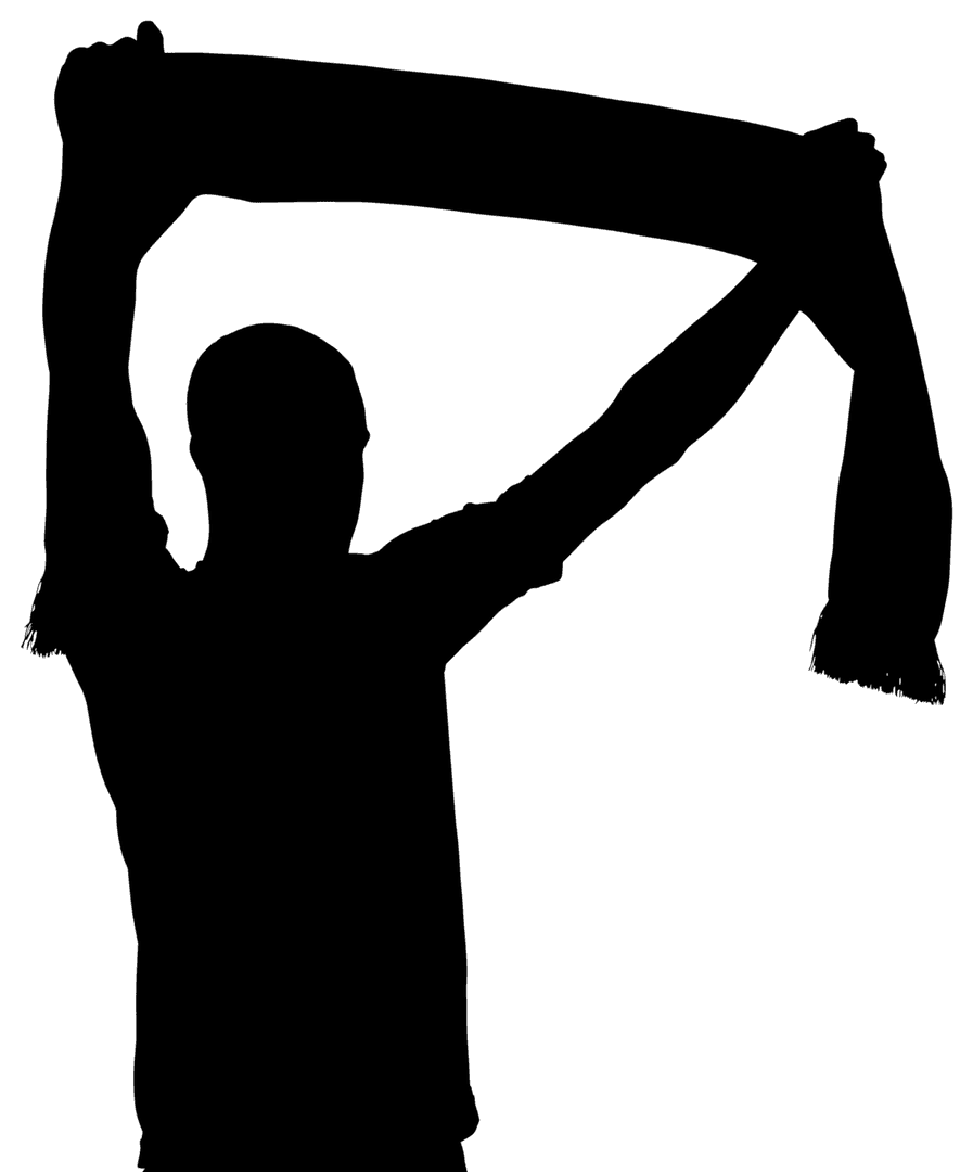 Transparent Outline of Male Football Fan Holding Scarf