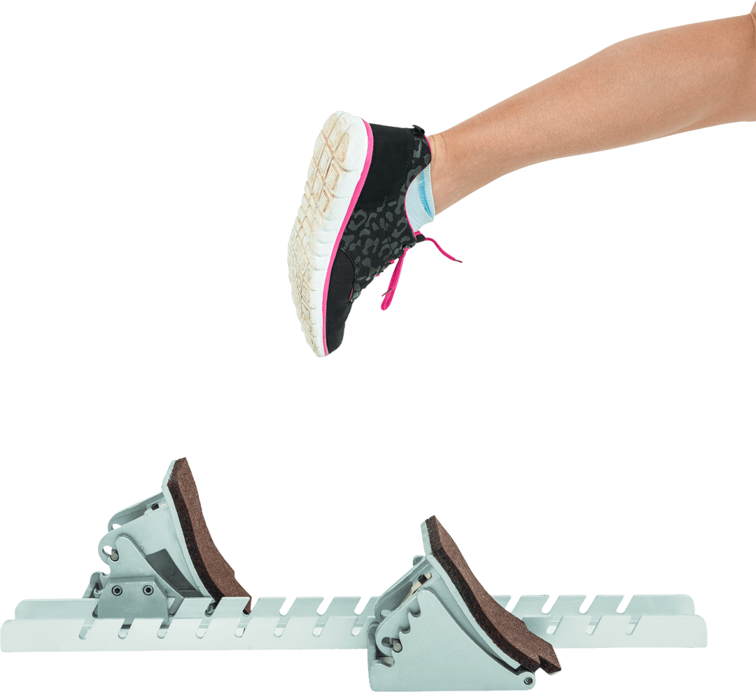 Transparent Athlete Starting Block Ready with Running Shoes