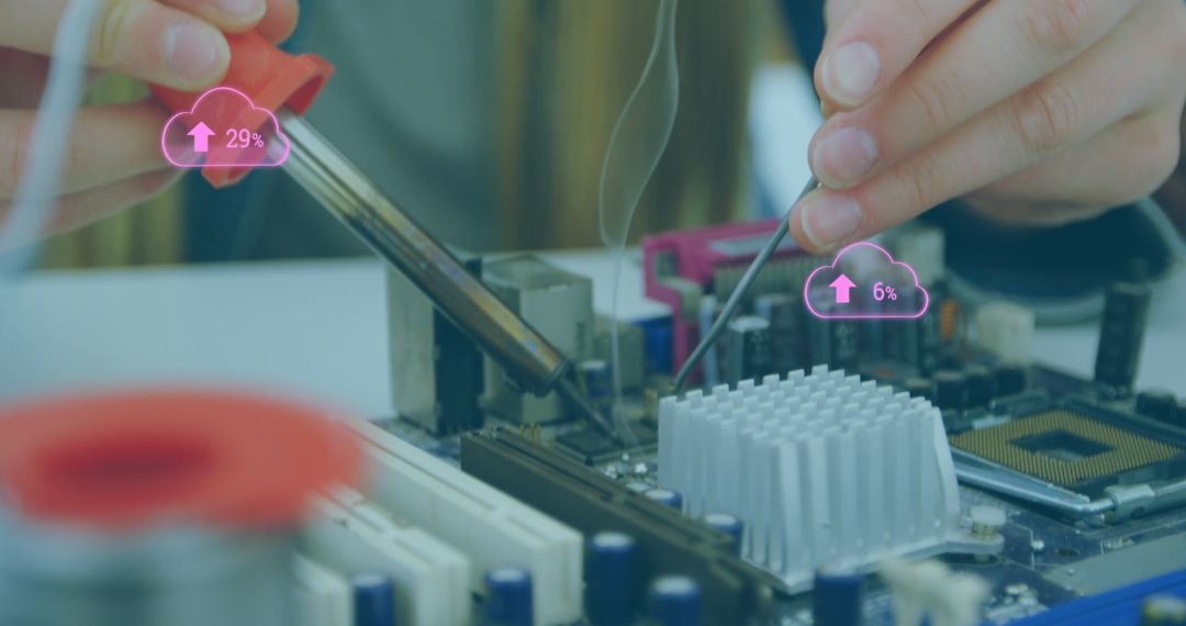 Female Students Enjoying Electronics Project with Digital Interface