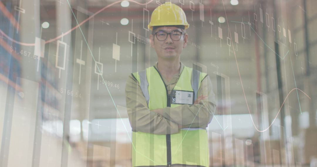 Warehouse Worker Analyzing Global Data Trends