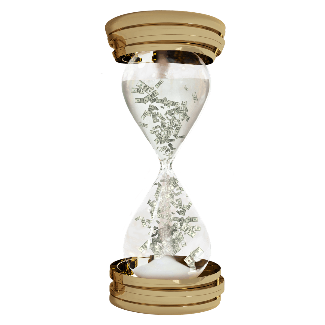 Transparent Hourglass with Dollar Bills Illustration