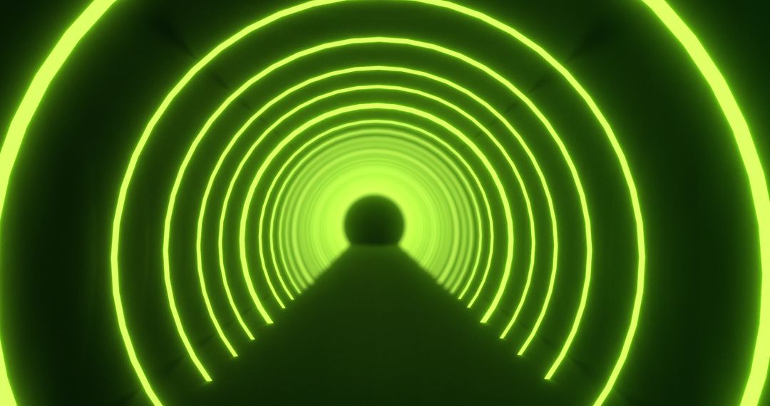 Futuristic Green Neon Tunnel with Pulsating Arcs