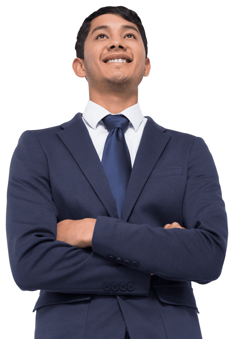 Confident Businessman Smiling Arms Crossed Transparent Background