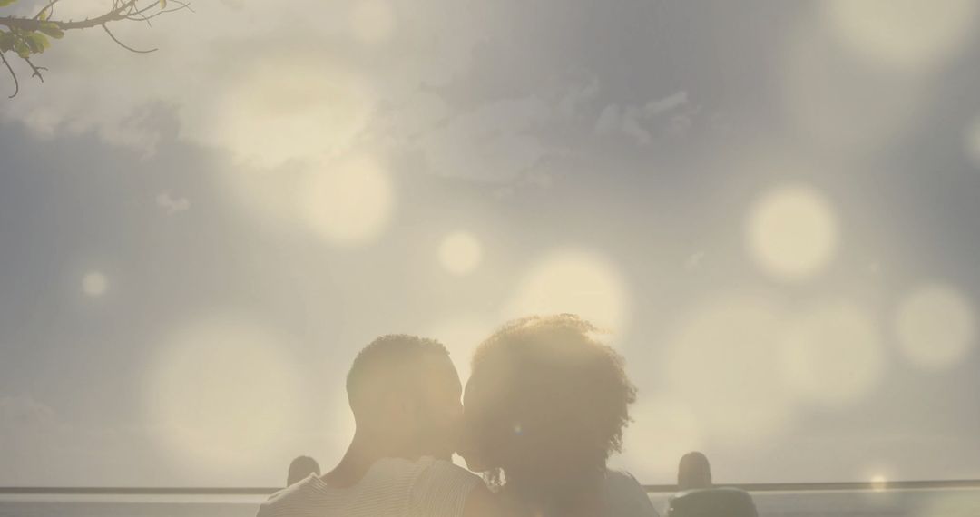 Romantic Seaside Couple Enjoying Intimate Sunset Kiss