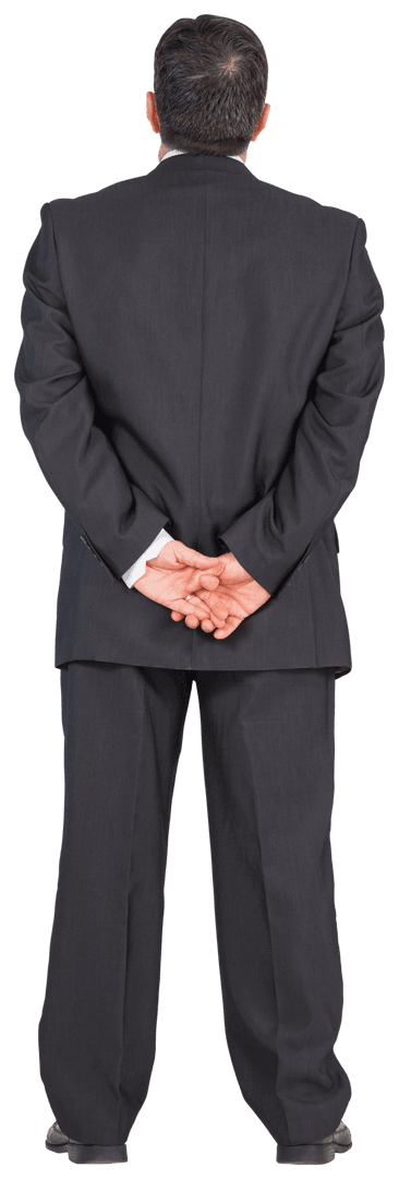 Transparent Mature Businessman in Suit Considering Options
