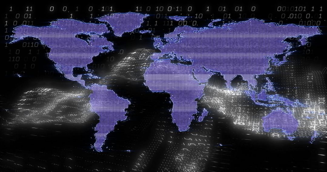 global world map with binary code over futuristic digital landscape - Free Images, Stock Photos and Pictures on Pikwizard.com