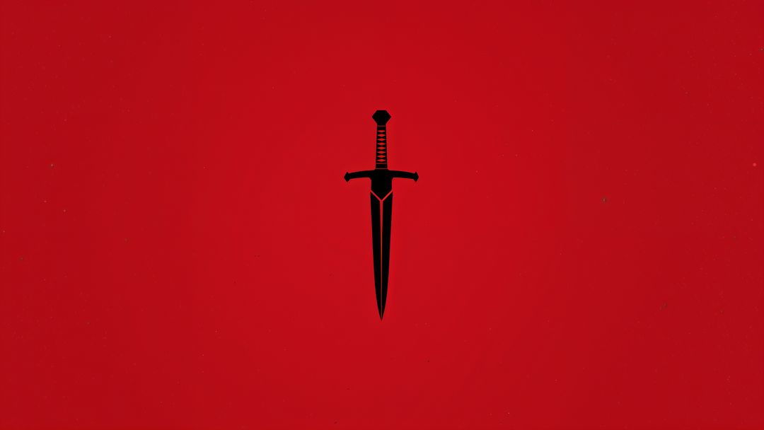 Minimalist Black Dagger on Bold Red Backdrop