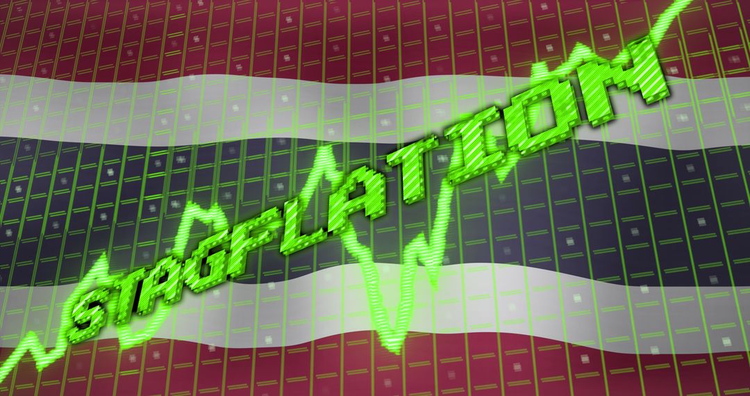 Stagflation Concept with Costa Rica Flag in Digital Interface