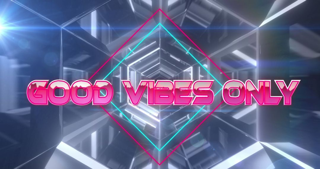 Good Vibes Only Neon Text with Futuristic Tunnel Background