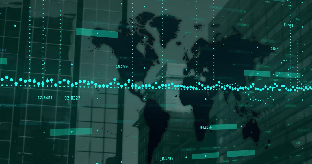 Global Financial Data Networks Over World Map