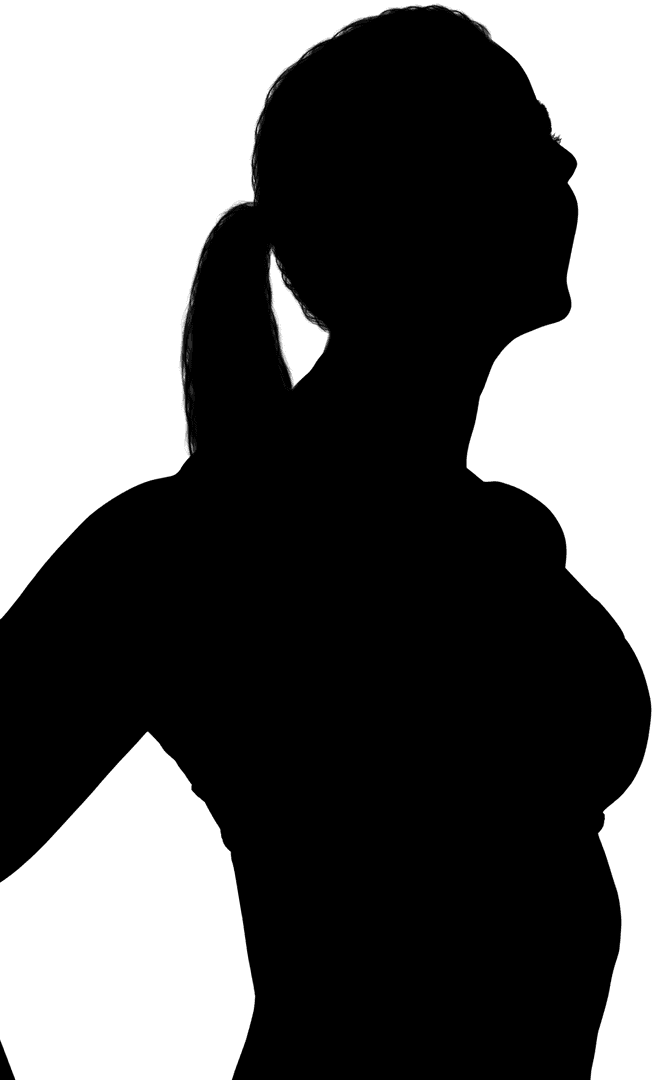 Digital Silhouette of Ponytail Woman on Transparent Background