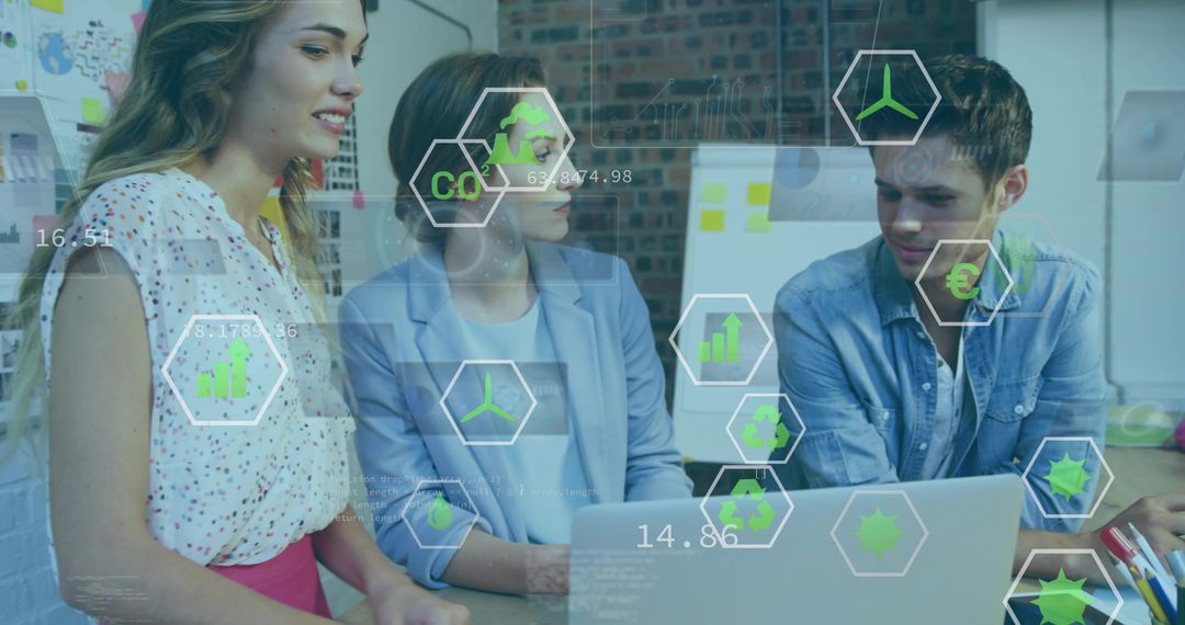 Team Discussing Renewable Energy and Environmental Data Insights