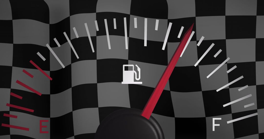 Car Fuel Gauge Over Racing Checkered Flag - Free Images, Stock Photos and Pictures on Pikwizard.com