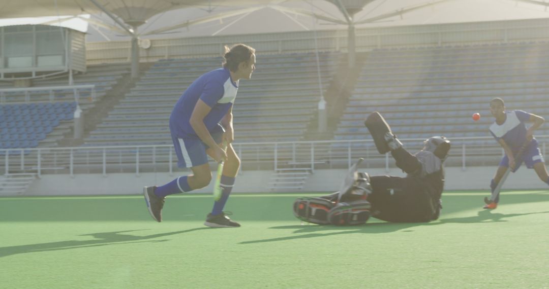 Field Hockey Players Engaged in Intense Match - Free Images, Stock Photos and Pictures on Pikwizard.com