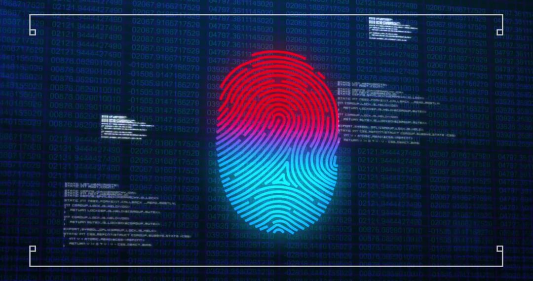 Biometric Fingerprint Scanning with Data Overlay Cybersecurity Technology