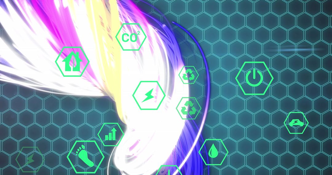 Digital Network with Green Energy and Eco Icons
