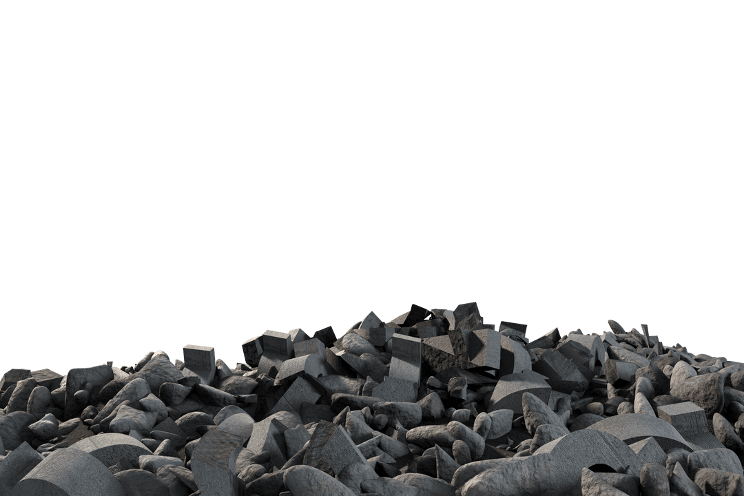 Transparent Debris with Pile of Grey Rocks