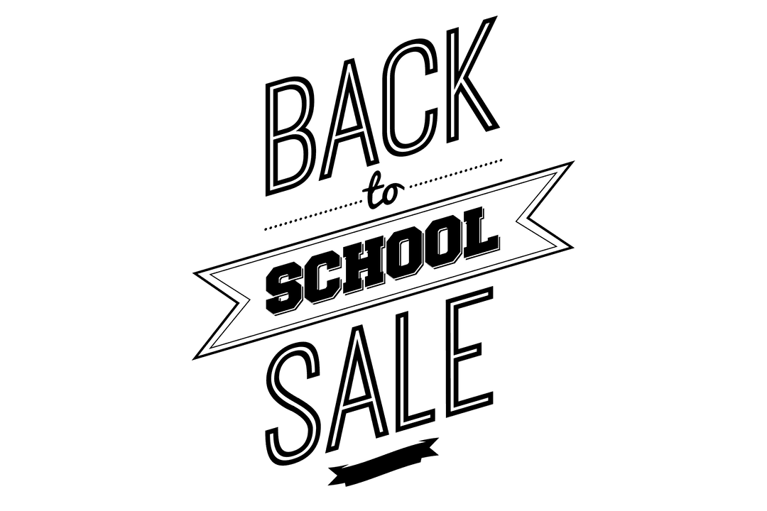 Black Back to School Sale Text Design Transparent Background