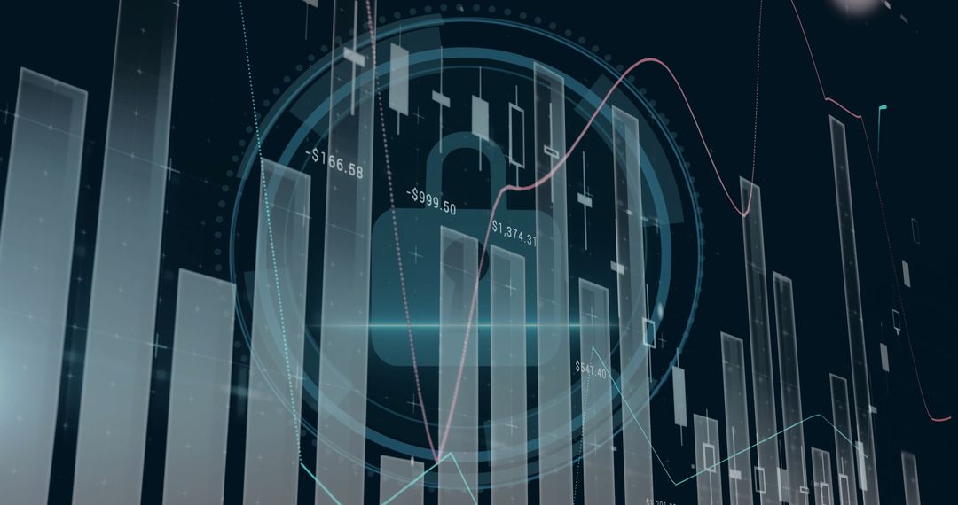 Futuristic Financial Data Graph with HUD Overlay