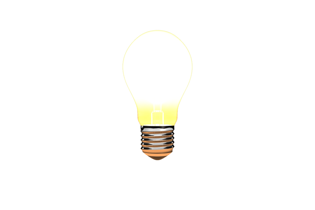 Glowing Lightbulb Icon on Transparent Background