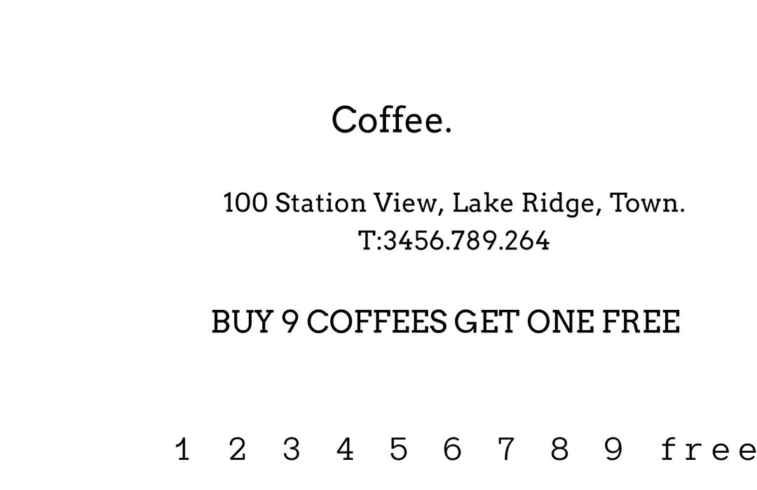 Coffee Shop Loyalty Punch Card Template Offering Free Coffee - Download Free Stock Templates Pikwizard.com