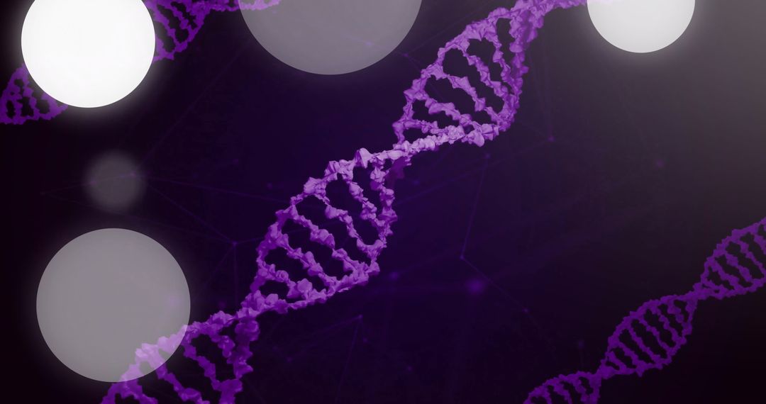 Abstract Genetic DNA Strands with Glowing Spheres