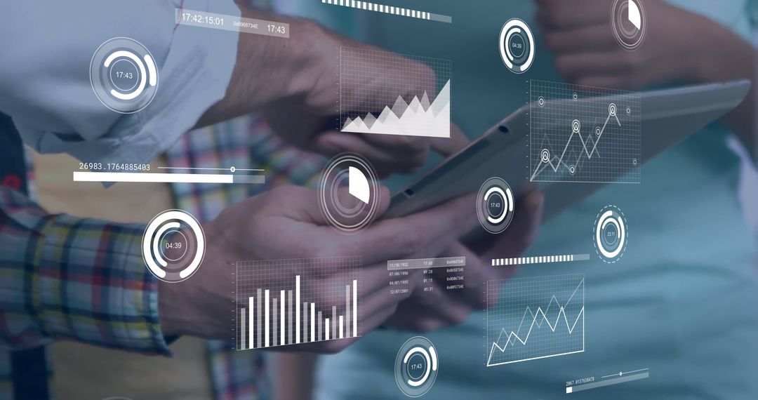 Business Professionals Analyzing Data Visualizations on Tablet