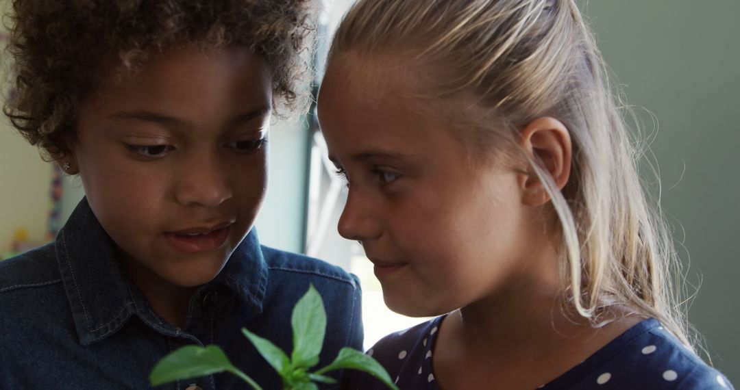 Two Children Learning About Plants Together - Free Images, Stock Photos and Pictures on Pikwizard.com