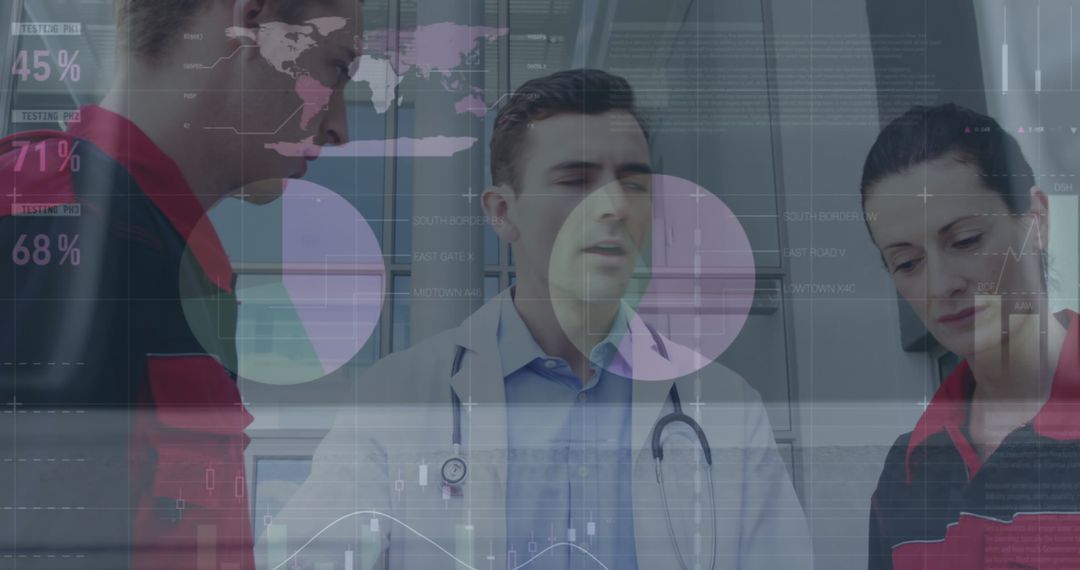 Doctor Communicating with Medical Staff Amidst Data Interface