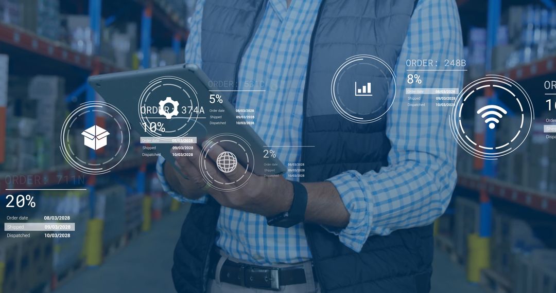 Modern Warehouse Manager Using Tablet with Holographic Interface