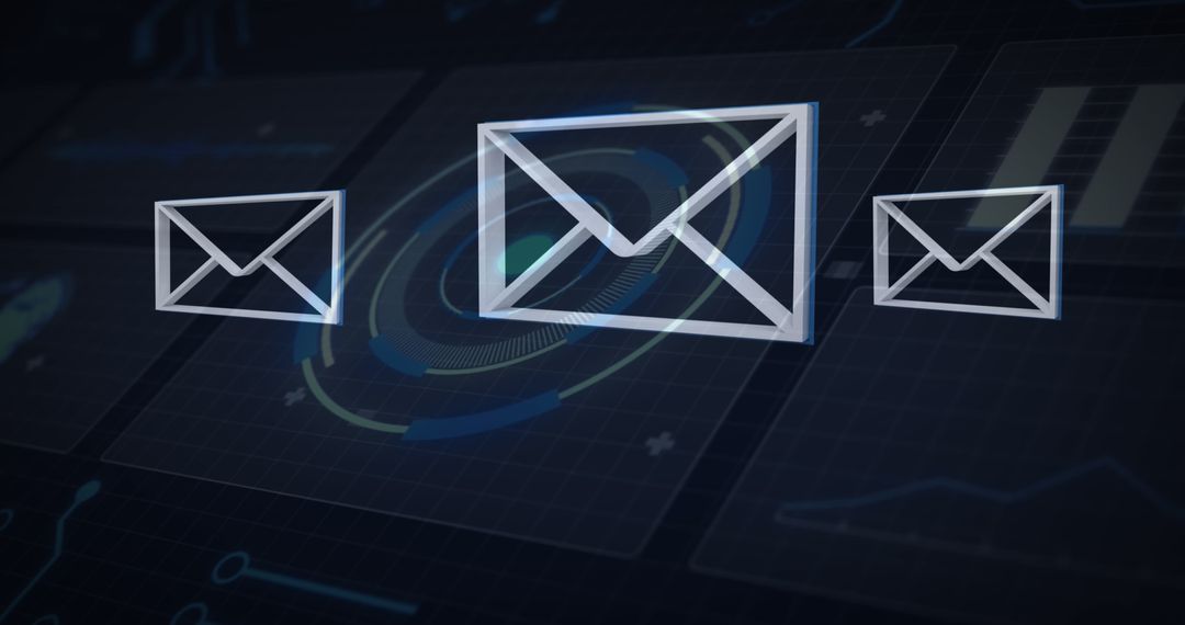 Floating Digital Message Icons on Technology Background