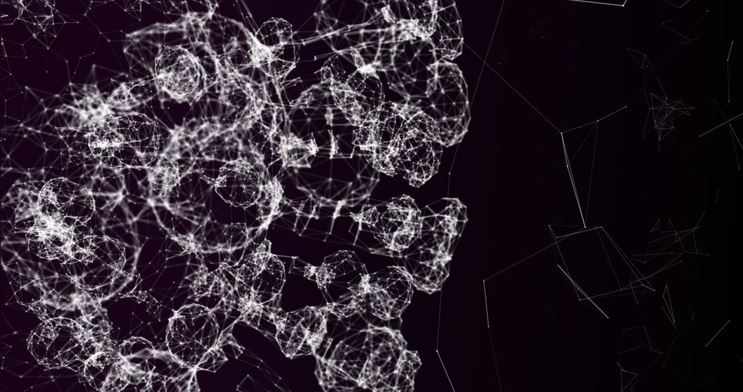 Abstract Digital Network Structures with Connections on Dark Background