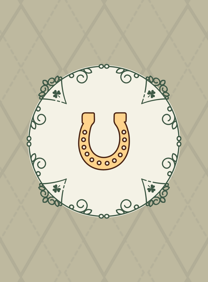 Horseshoe Icon with Green Pattern on Transparent Background