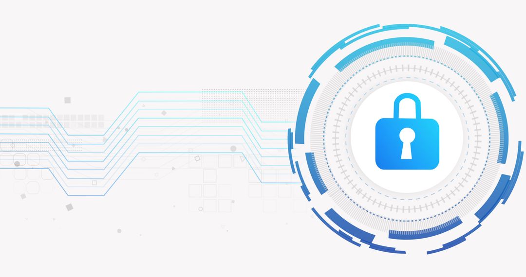 Digital Security Padlock with Network Connections Concept