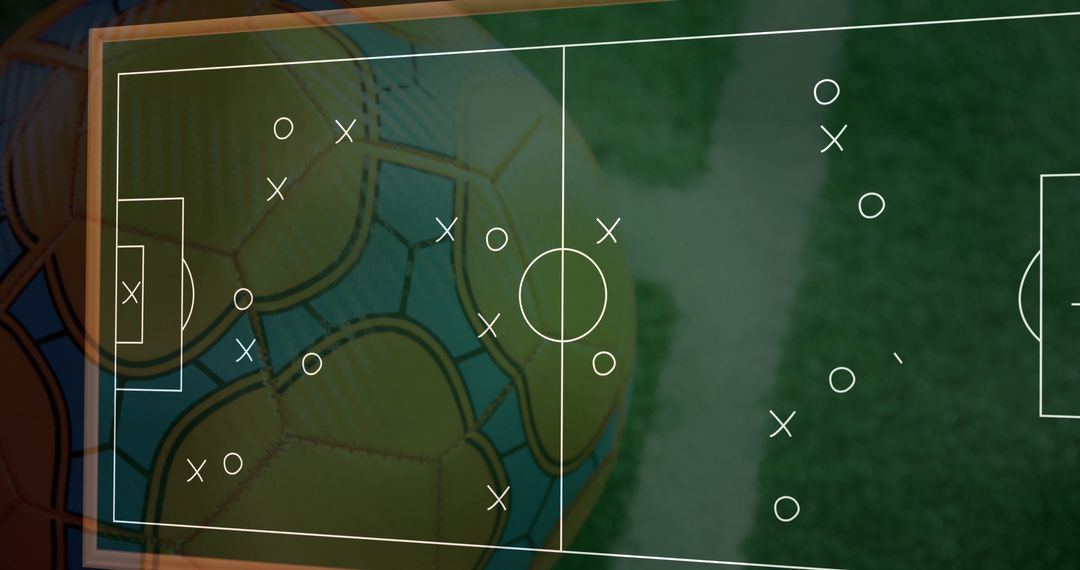 Soccer Strategy Overlay with Colorful Soccer Ball and Field