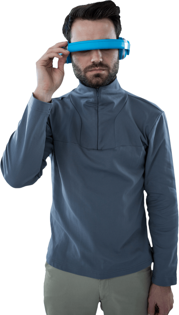 Man Experiencing Transparent Virtual Reality