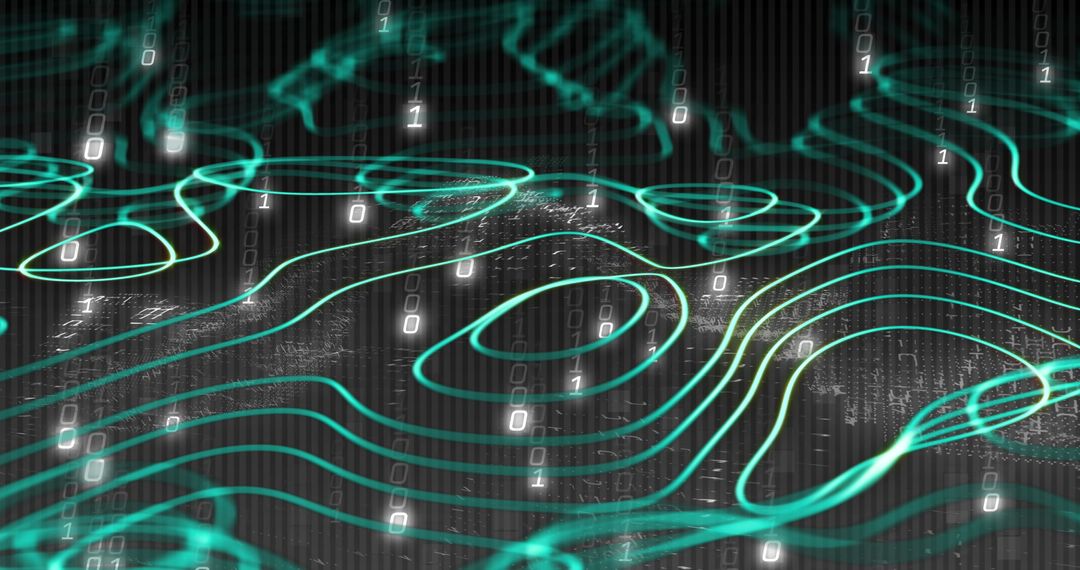 Abstract Digital Landscape with Binary and Networks