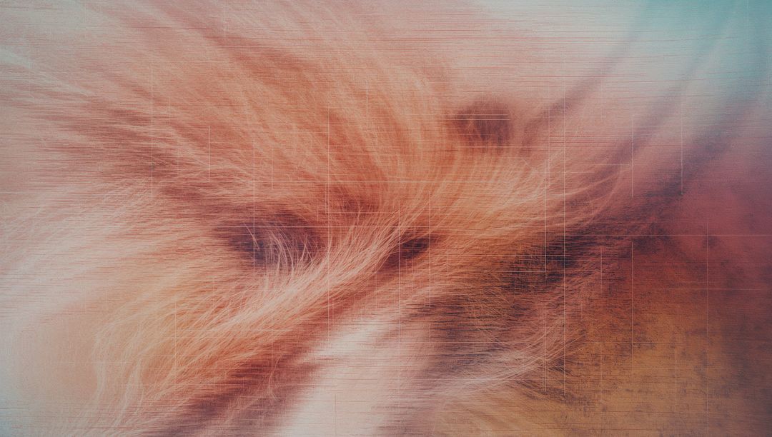 Macro Close-Up of Fluffy Golden Fur with Abstract Overlay