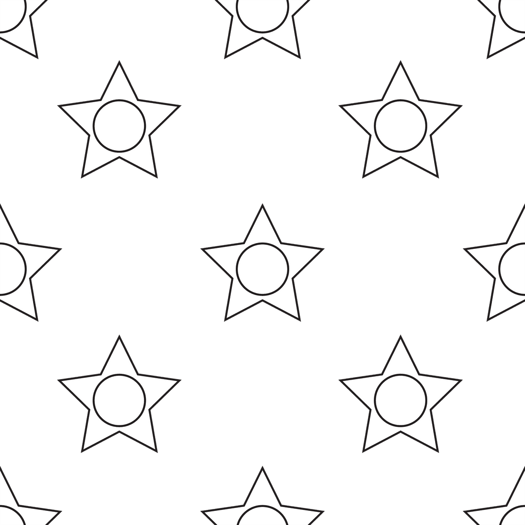 Minimalist Stars and Circles Pattern on Transparent Background