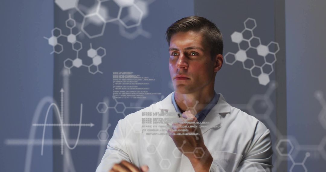 Scientist Analyzing Holographic Data in High-Tech Laboratory