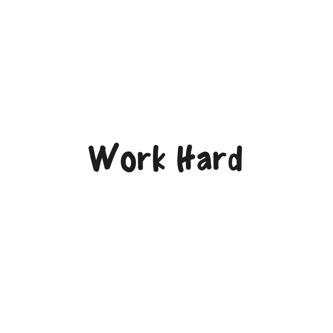 Motivational Work Hard Text on Transparent Background