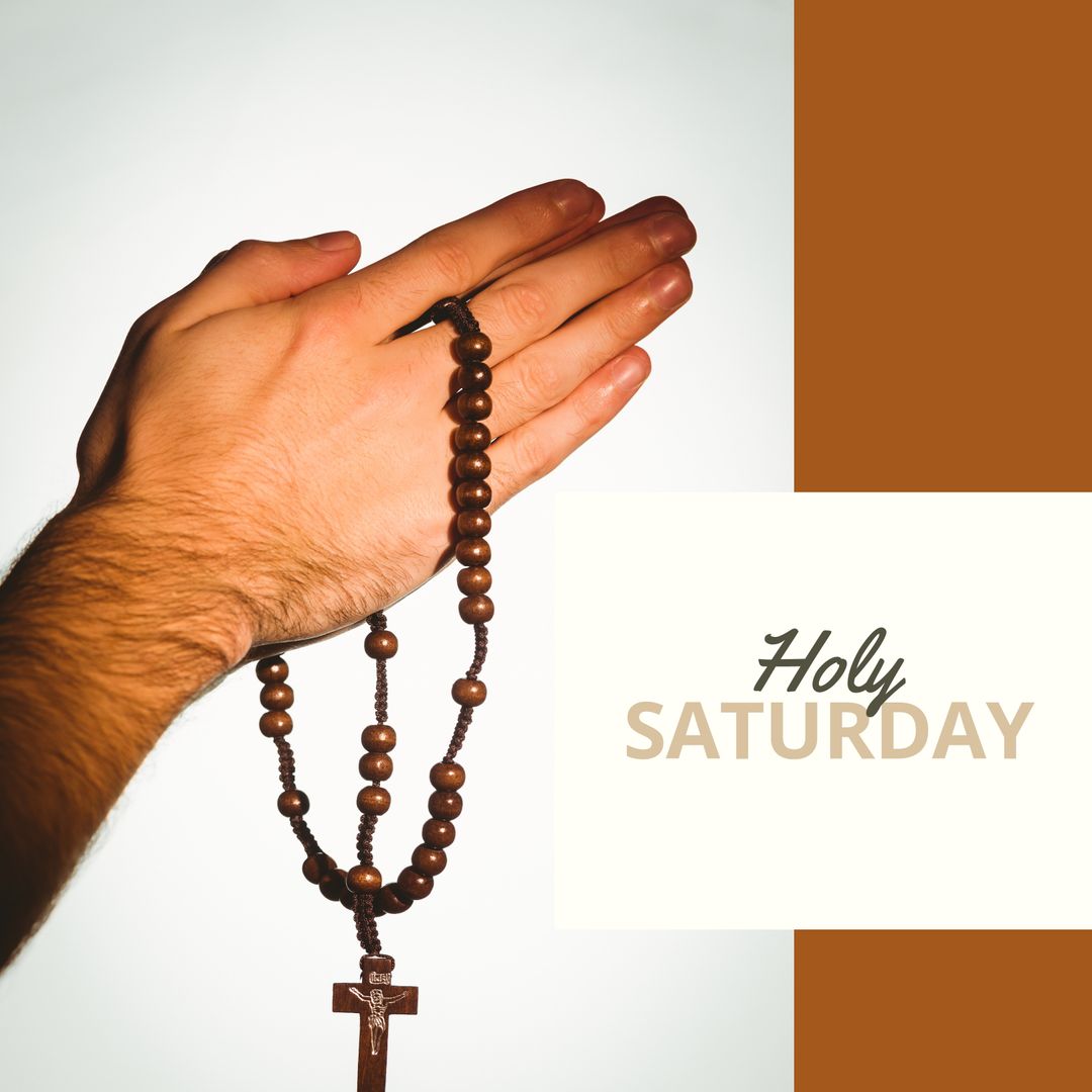 Hands Praying with Rosary Beads on Holy Saturday - Download Free Stock Templates Pikwizard.com