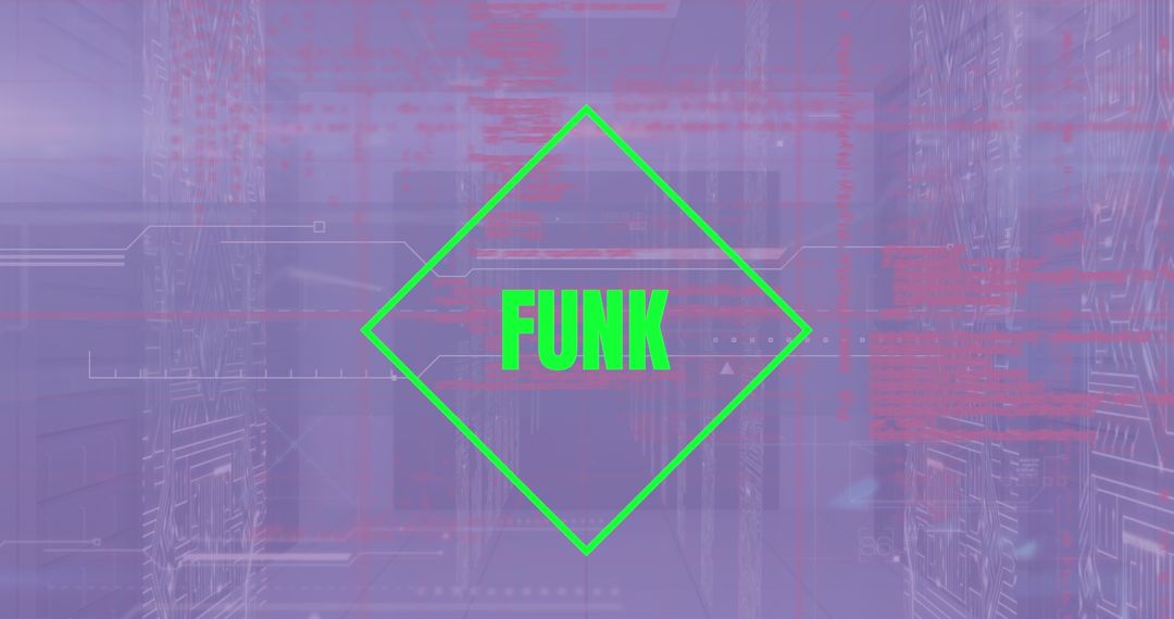Funk Text Over Digital Data in Server Room Ambiance