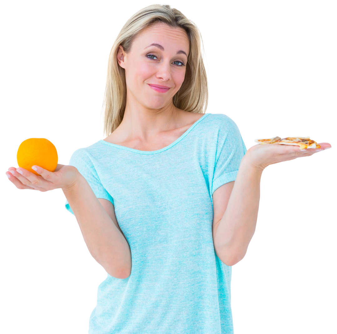 Pretty Blonde Woman Holding Slice of Pizza and Orange – Transparent Background - Download Free Stock Images Pikwizard.com